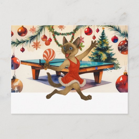 サイアム猫好きをテーマにしたピンポンのクリスマス シーズンポストカード (正面)