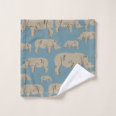 サイイラストレーション模様 バスタオルセット (ウォッシュタオル)