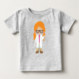 サイエンスガール,科学者,かわいい女の子,オレンジ色の髪 ベビーTシャツ