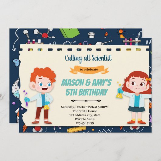 サイエンスキッズ合同パーティー 招待状 (正面/裏面)
