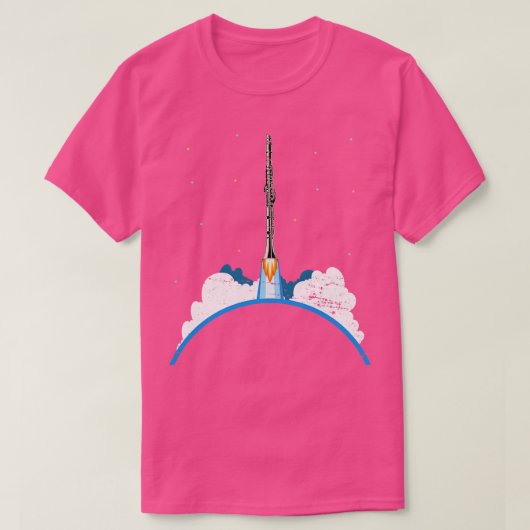 サイエンスギフト音楽ロケットクラリネット Tシャツ (デザイン正面)