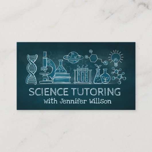 サイエンスチュートリン – 先生チョークイラストレーション 名刺 (正面)