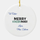 サイエンスバイオロジークレイズサイクルクリスマス先生名 セラミックオーナメント (裏面)