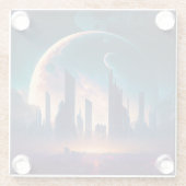 サイエンスフィクションサイバパンク宇宙シティ ガラスコースター (裏面)