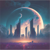 サイエンスフィクションサイバパンク宇宙シティ シール (正面)