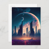 サイエンスフィクションサイバパンク宇宙シティ ポストカード (正面/裏面)