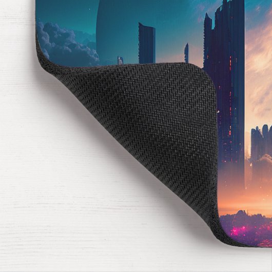 サイエンスフィクションサイバパンク宇宙シティ マウスパッド (コーナー)