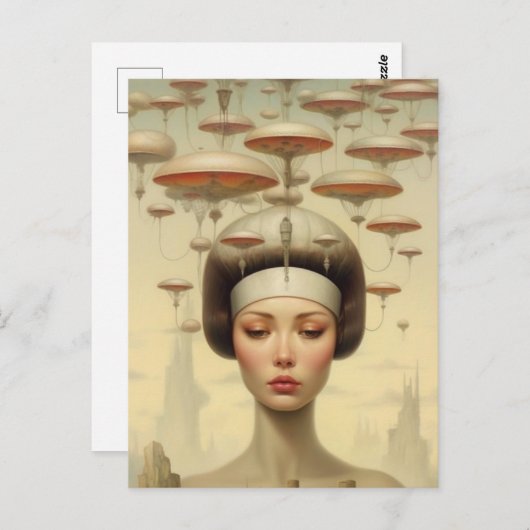 サイエンスフィクションスチームパンク女性 ポストカード (正面/裏面)