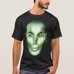 サイエンスフィクションファンのための3D外国のヘッド黒いTシャツ Tシャツ