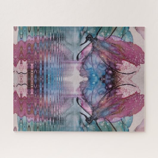 サイエンスフィクションファンタジーバタフライ水反射抽象芸術 ジグソーパズル (横)