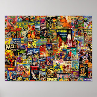 サイエンスフィクション漫画コラージュ ポスター