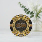 サイエンスフィクション金ゴールドスタイリッシュアールデコカップルのシャワー 招待状 (スタンド正面)