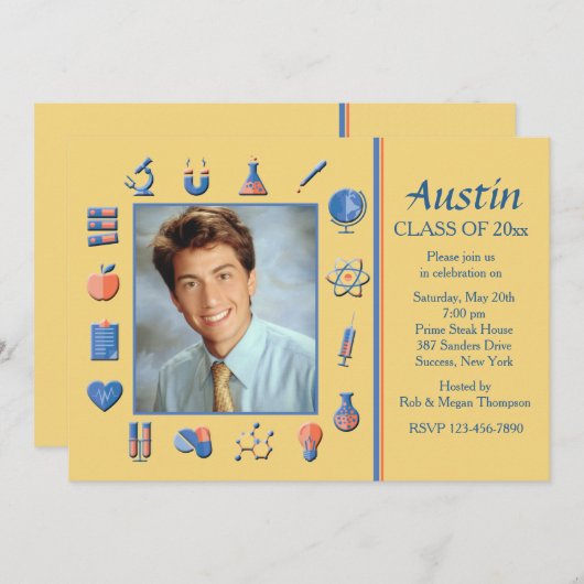 サイエンスフレーム卒業パーティー招待状 招待状 (正面/裏面)