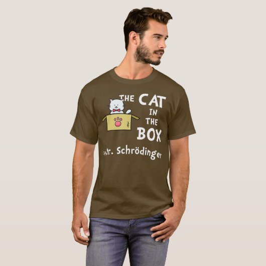 サイエンスユーモア・シュローダー猫 Tシャツ (正面フル)