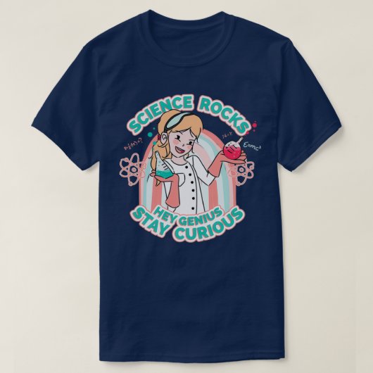 サイエンスロックガール科学者 Tシャツ (デザイン正面)