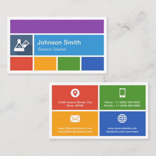 サイエンス先生-クリエイティブモダンメトロスタイル 名刺 (正面/裏面)