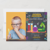 サイエンス バースデー パーティーの写真 招待状 (正面)