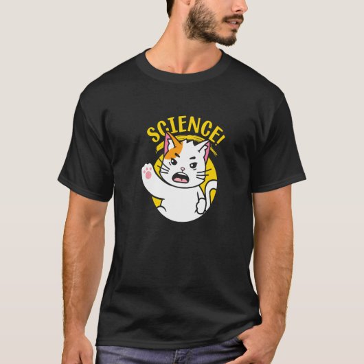 サイエンス STEM 科学 猫 STEM 学生 アパレル Tシャツ (正面)