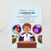 サイエンティスト・キッド・バースデーパーティーの招待 招待状 (正面/裏面)