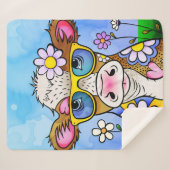サイカチの似顔絵 シェルパブランケット (正面(横))