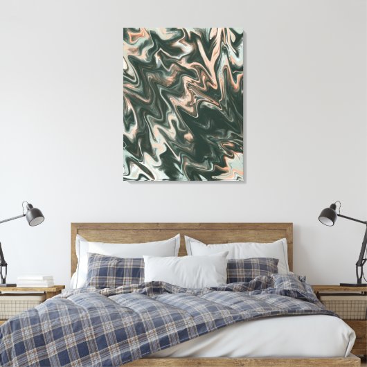 サイカデリック大理石グリーンピーチリキッドアート絵を描 キャンバスプリント (インサイチュ (寝室))