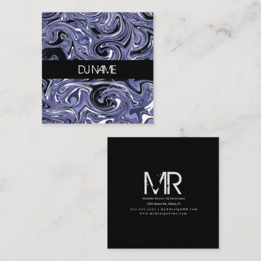 サイカデリック抽象芸術DJビジネスミュージックプロデューサー スクエア名刺 (正面/裏面)