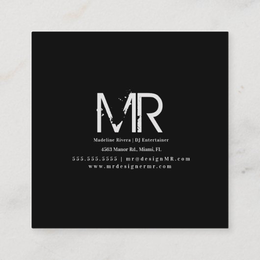 サイカデリック抽象芸術DJビジネスミュージックプロデューサー スクエア名刺 (裏面)