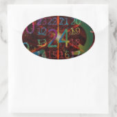 サイカデリック数字パターン、魅惑デザイン 楕円形シール (バッグ)