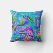 サイカデリック液体カラフル抽象芸術パターンブルー クッション (裏面)