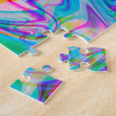 サイカデリック液体カラフル抽象芸術パターンブルー ジグソーパズル (側面)