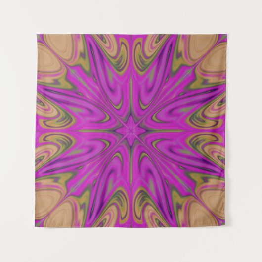 サイカデリック液体カラフル抽象芸術紫オレンジ タペストリー (正面)