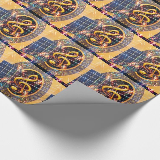 サイカデリック・アコスティックギター音楽シートデザイン ラッピングペーパー (角)