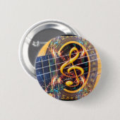 サイカデリック・アコスティックギター音楽シートデザイン 缶バッジ (正面&裏面)