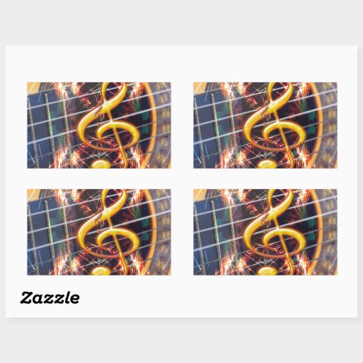 サイカデリック・アコスティックギター音楽シートデザイン 長方形シール (シート)