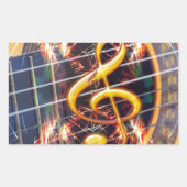 サイカデリック・アコスティックギター音楽シートデザイン 長方形シール (正面)