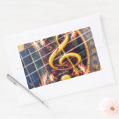 サイカデリック・アコスティックギター音楽シートデザイン 長方形シール (封筒)