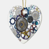 サイカデルのスチームパンクギア、コグ、時計の顔ギフト セラミックオーナメント (左)