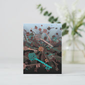 サイカデルのスチームパンク鍵、光線、ダークレトロ ポストカード (スタンド正面)