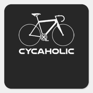サイカホリック自転車おもしろい中毒性サイクリングロゴ スクエアシール