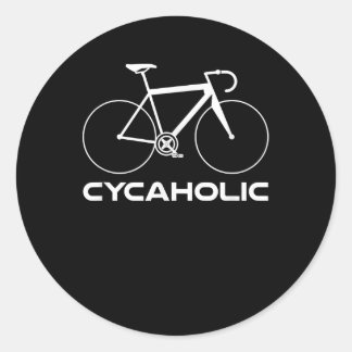 サイカホリック自転車おもしろい中毒性サイクリングロゴ ラウンドシール
