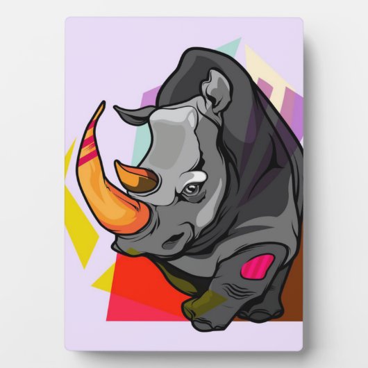 サイカラフルノ・アート | Rhino愛好家への贈り物 フォトプラーク (正面)