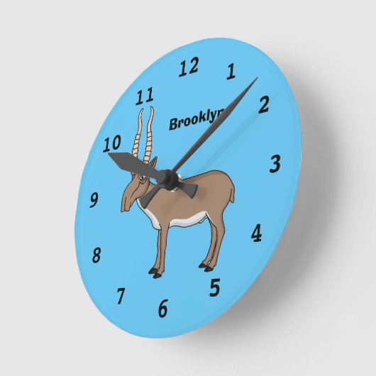 サイガアンテロープイラストレーション ラウンド壁時計 (傾斜)