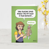 サイキッおもしろいク・ソックス・モンキー カード (黄色い花)