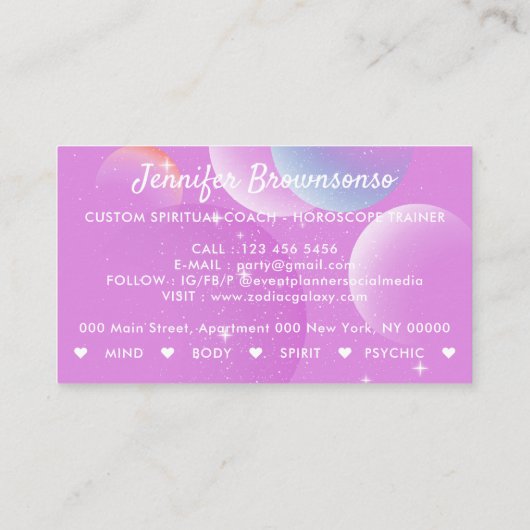 サイキックエネルギー修復銀河系スピリチュアルバルーン 名刺 (裏面)