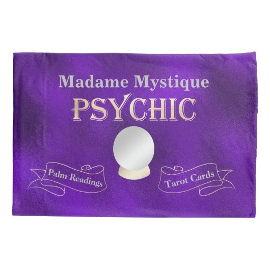 サイキッククリスタルボール金ゴールドとパープル 枕カバー (裏面)