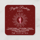 サイキックミディアムバーガンディマッサージセラピーヒーリング スクエア名刺 (正面)