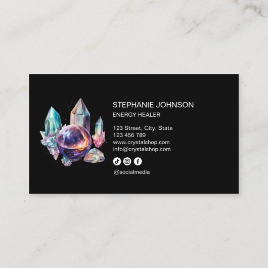 サイキックミディアムパープル銀河系神秘的なクリスタルボール 名刺 (裏面)