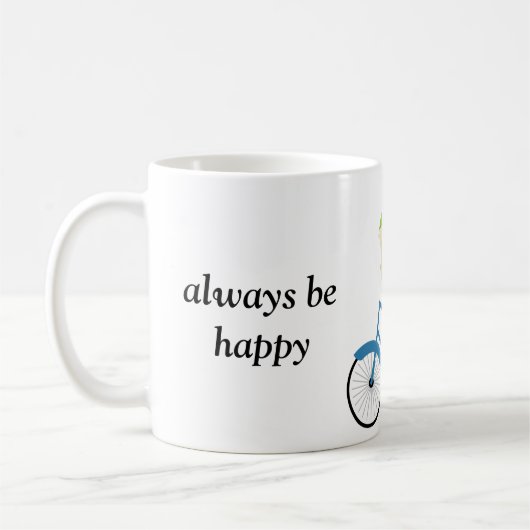 サイクおもしろいリストは常に幸せな自転車の恋人 コーヒーマグカップ (左)