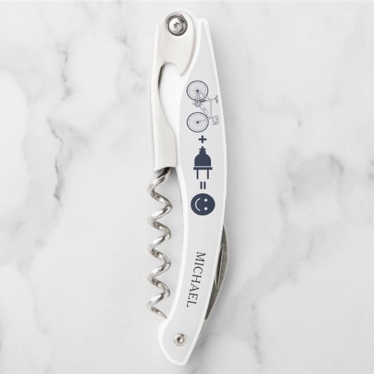 サイクパーソナライズされたリストの自転車が私を幸せに ソムリエナイフ (正面)