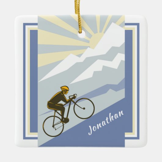 サイクパーソナライズされたリストサイクリングアップマウンテンロードバイク セラミックオーナメント (正面)